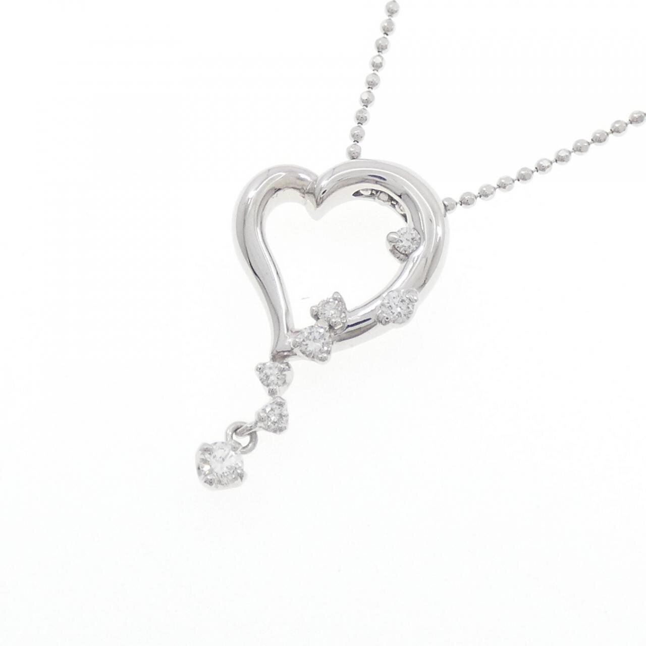 K18WG ハート ダイヤモンド ネックレス 0.15CT