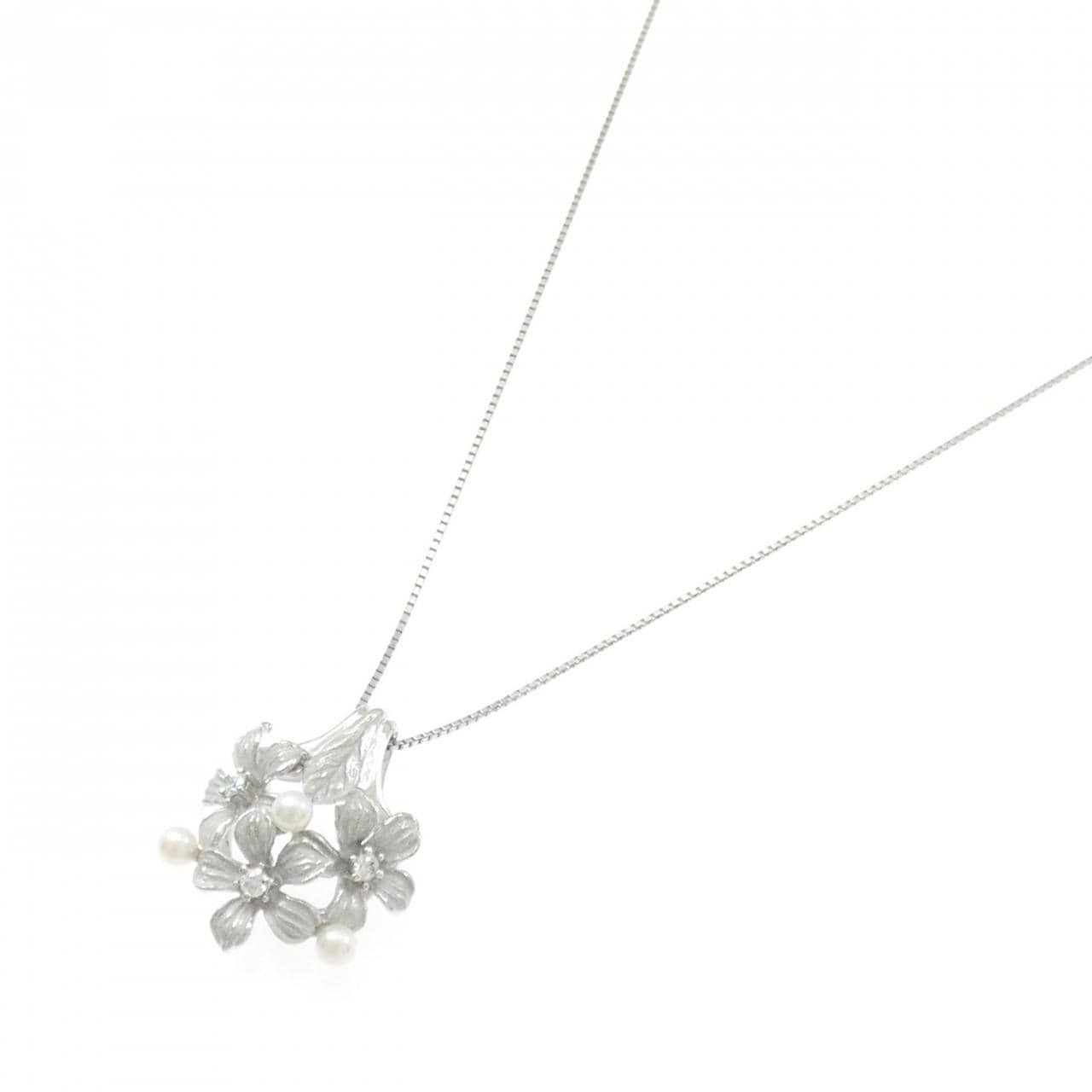 PT900/PT850 フラワー アコヤパール ネックレス