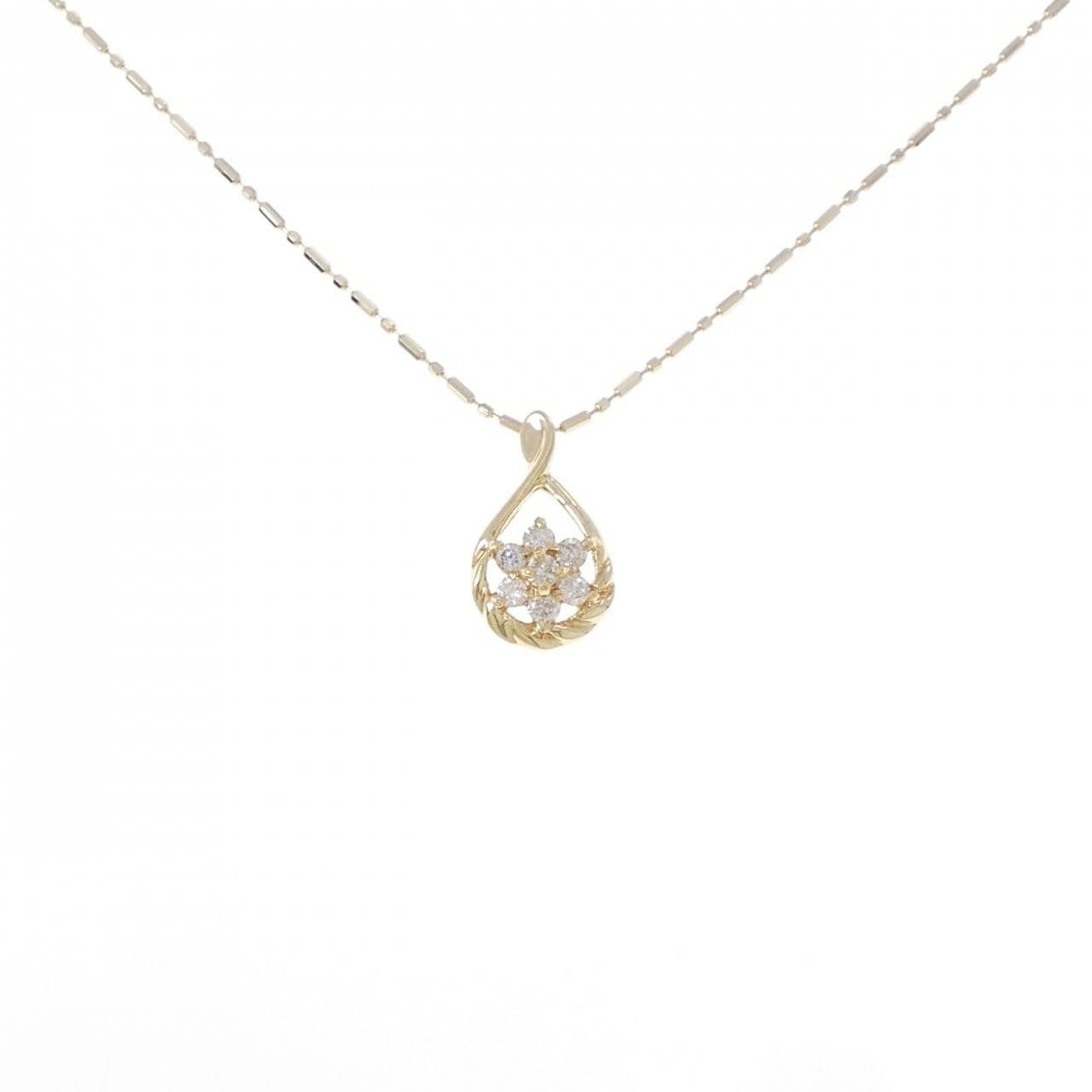 K18YG フラワー ダイヤモンド ネックレス 0.14CT