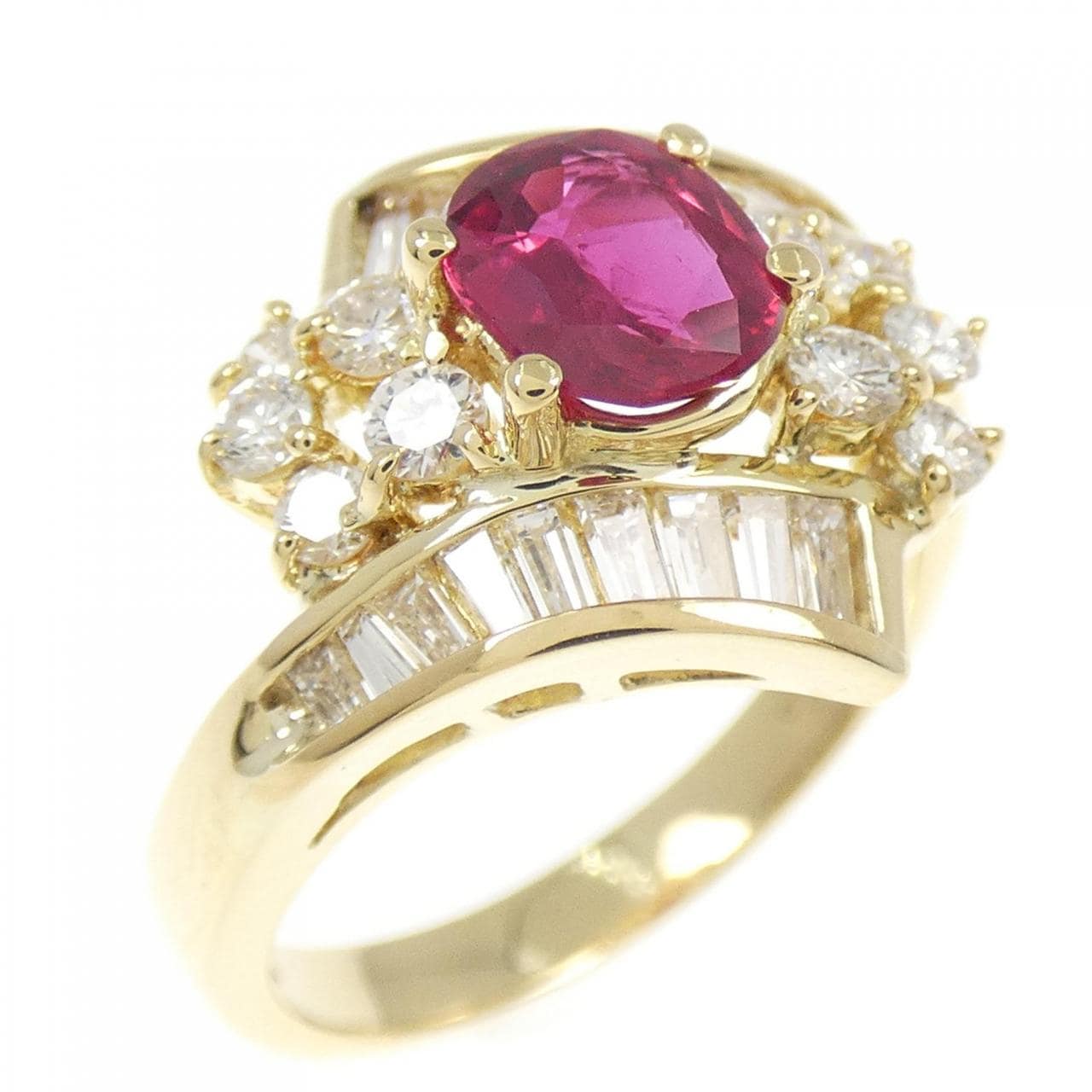 K18YG ルビー リング 0.749CT