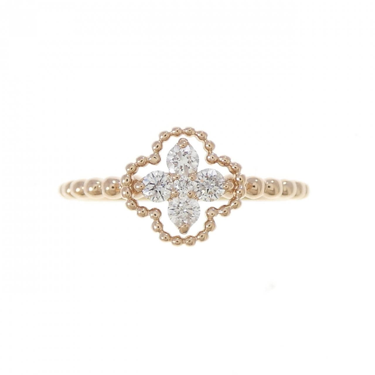 K18PG フラワー ダイヤモンド リング 0.17CT