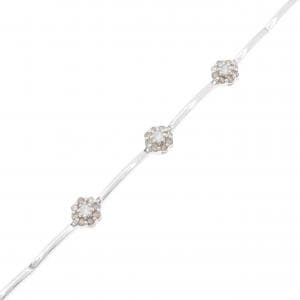 K18WG フラワー ダイヤモンド ブレスレット 0.50CT