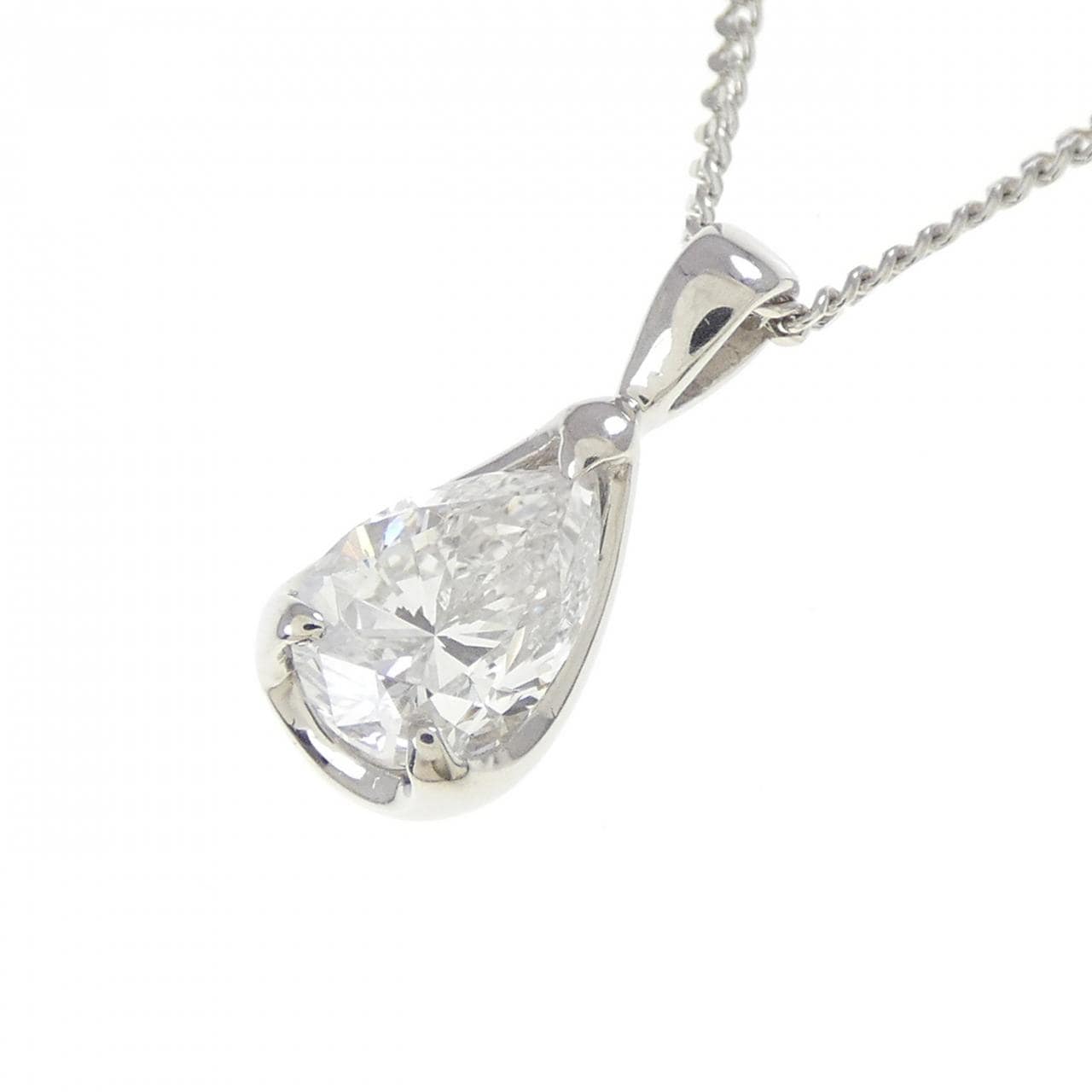 PT900/PT850 ダイヤモンド ネックレス 0.719CT F SI2 ペアシェイプ