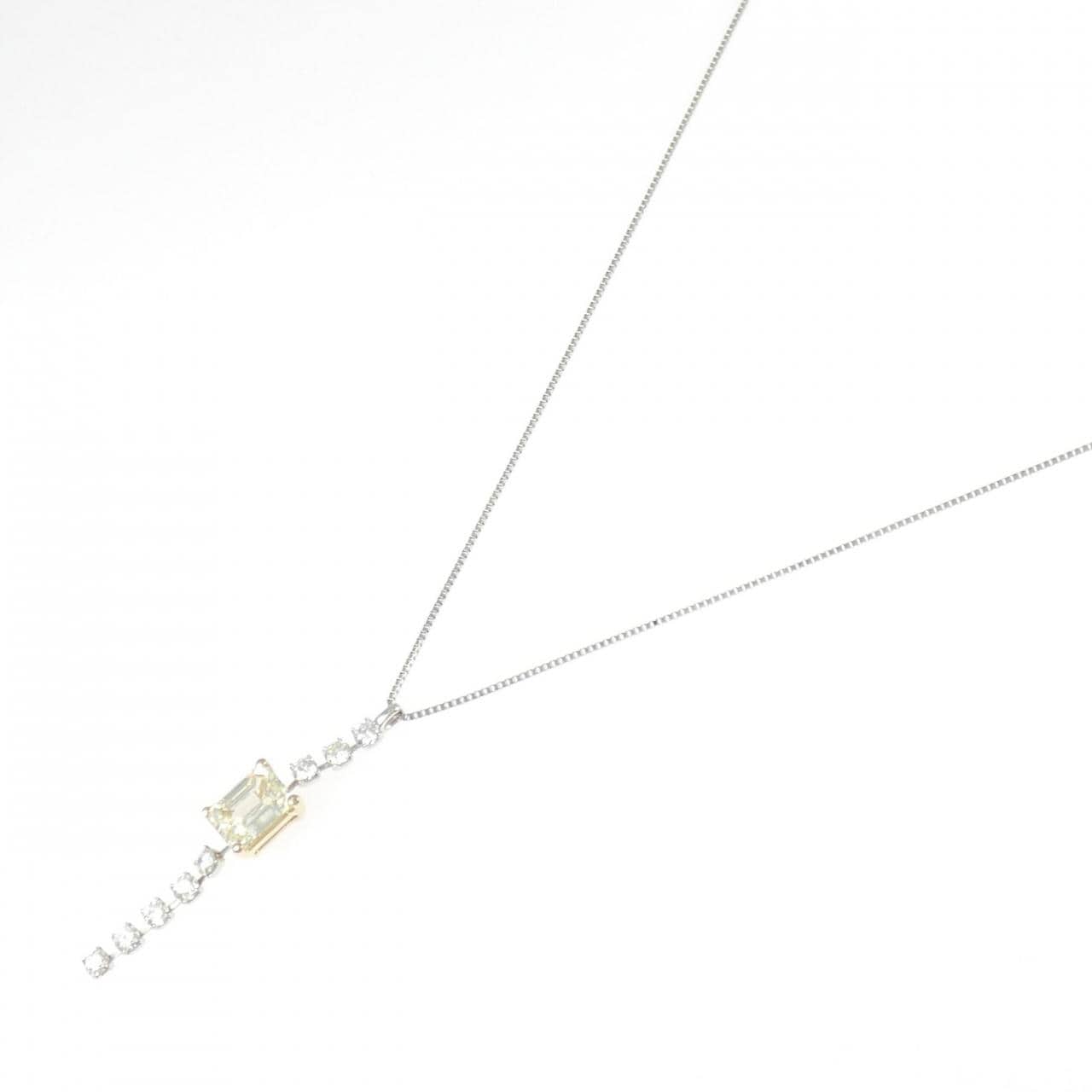 PT850/K18YG ダイヤモンド ネックレス 1.155CT M SI2 エメラルドカット
