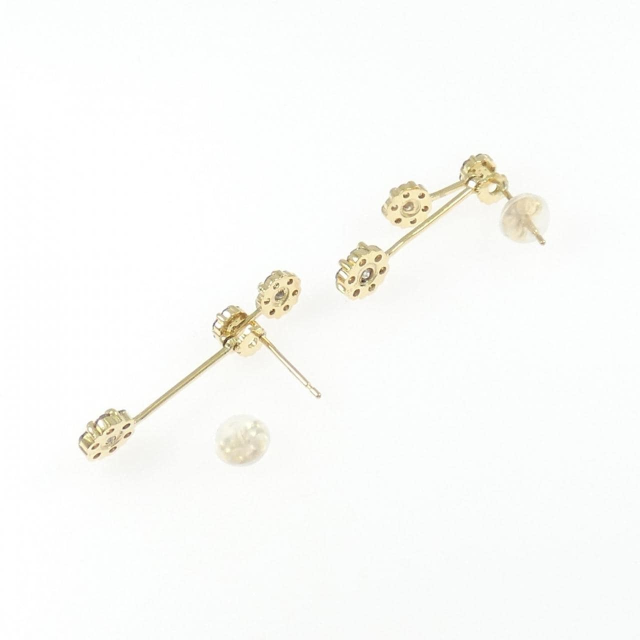 K18YG フラワー ダイヤモンド ピアス 0.90CT