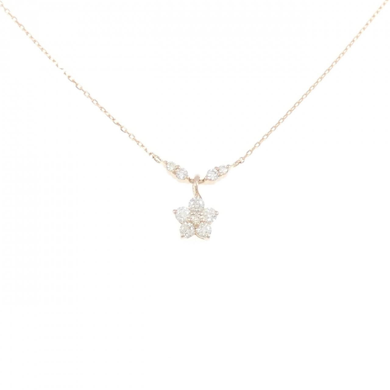 K18PG フラワー ダイヤモンド ネックレス 0.20CT
