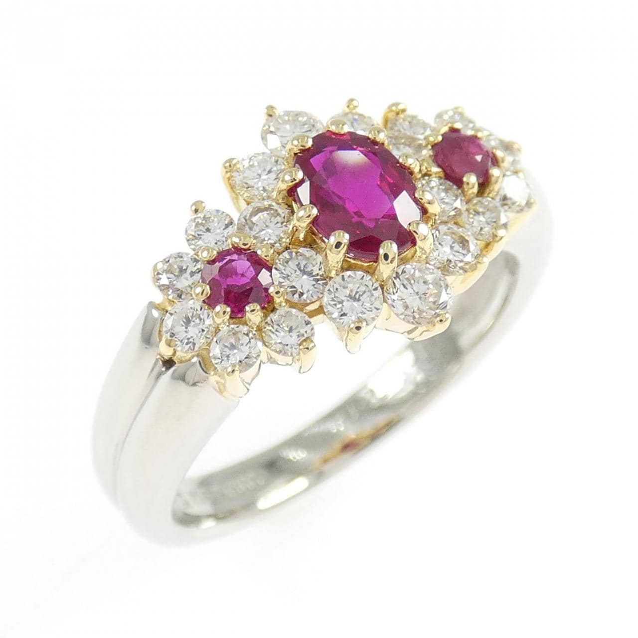 PT900/K18YG ルビー リング 0.65CT