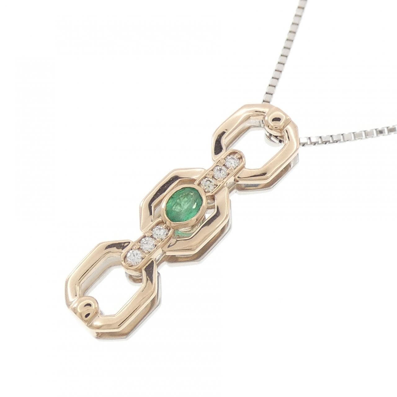 K18PG/PT900/K18WG エメラルド ネックレス 0.15CT