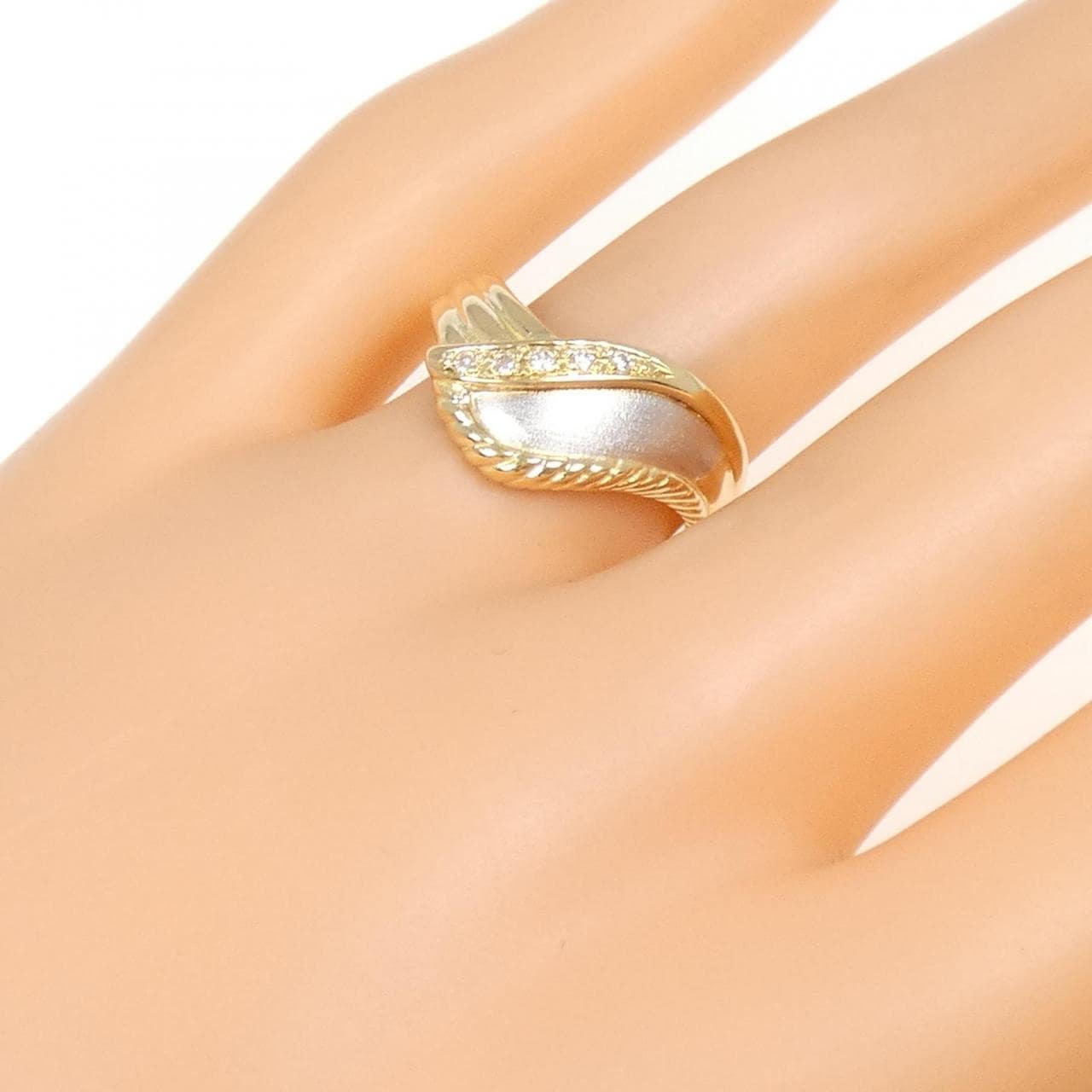 K18YG/PT Diamond ring 0.05CT