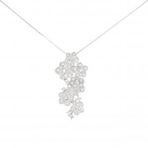 K18WG Flower Diamond Necklace 0.83CT