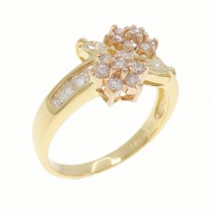 K18YG/K18PG フラワー ダイヤモンド リング 0.80CT