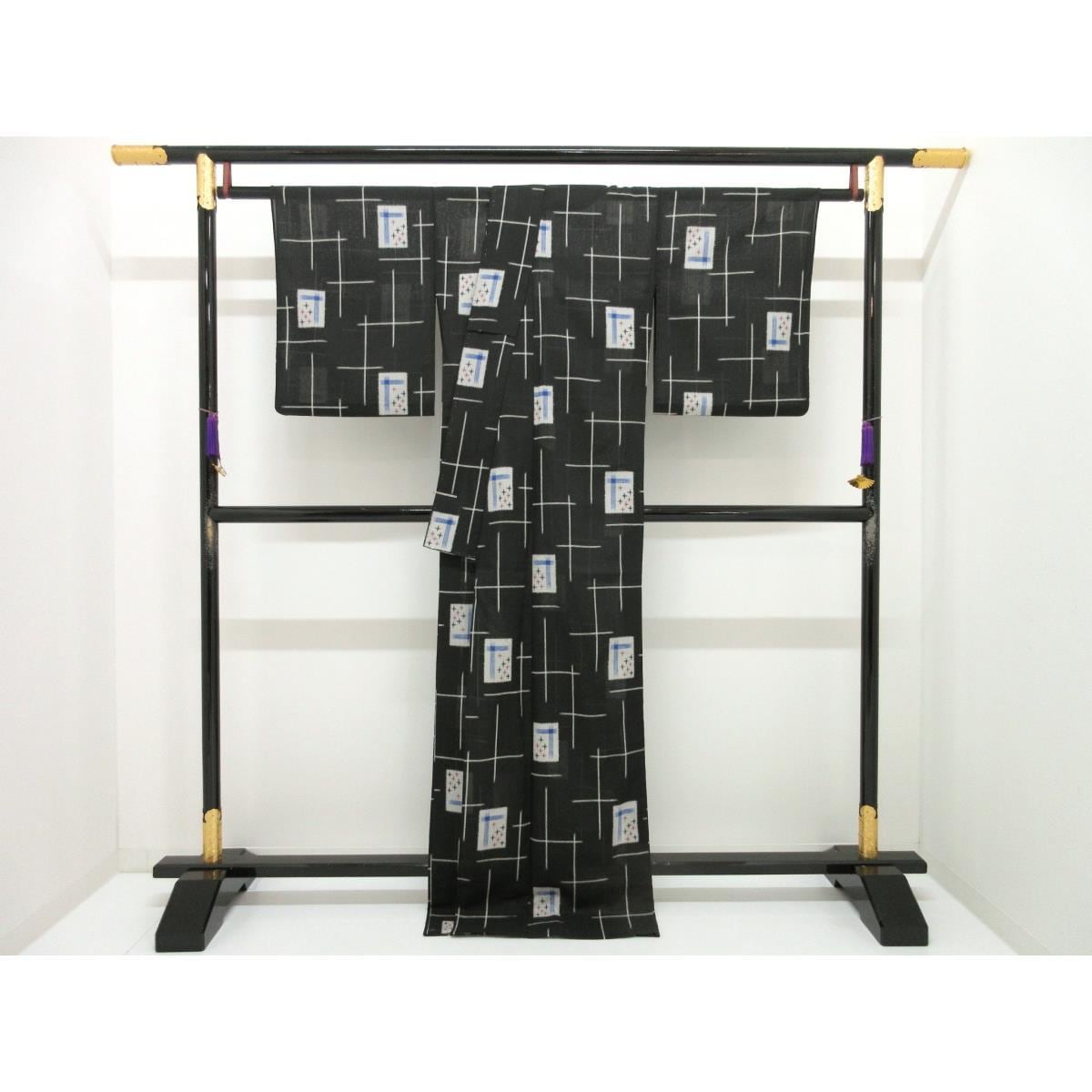 化繊　単衣　小紋　身幅Ｌ寸