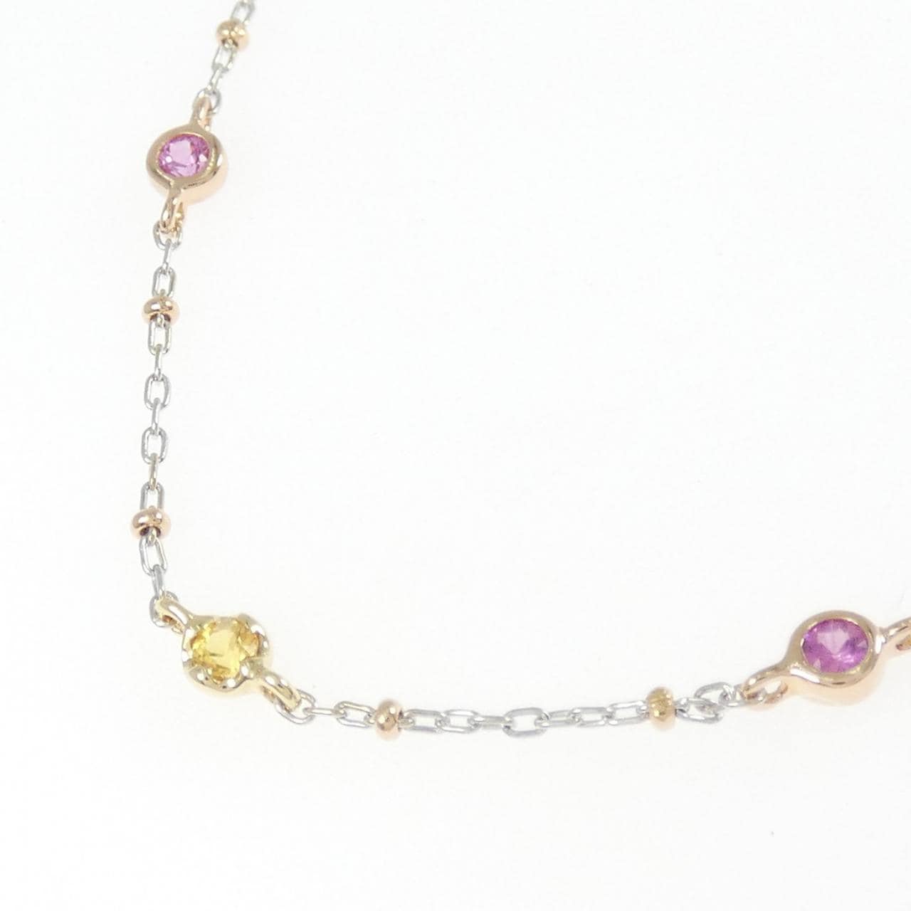 K18スリーカラー サファイヤ ネックレス 0.6CT