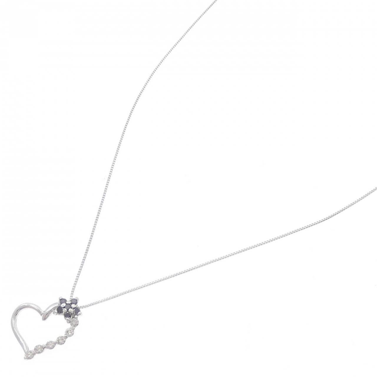K18WG Heart x Flower Diamond Necklace 0.16CT