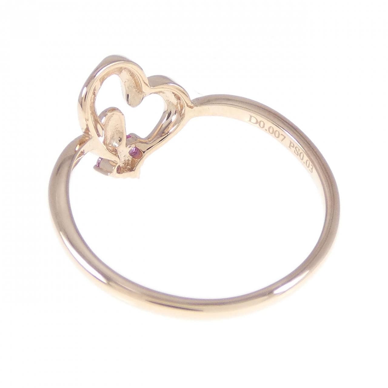 K10PG ハート サファイヤ リング 0.03CT