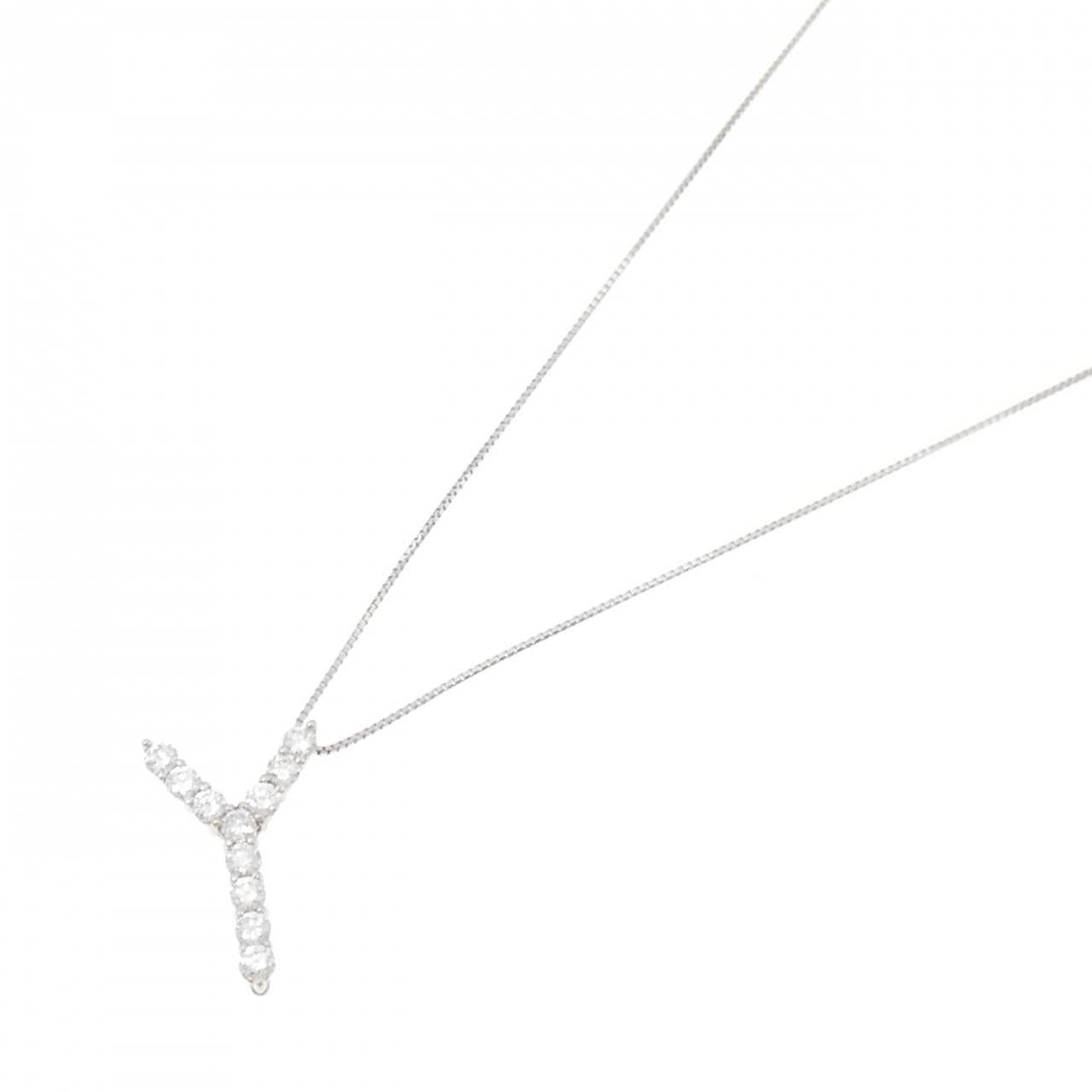 PT900/PT850 イニシャルY ダイヤモンド ネックレス 0.78CT