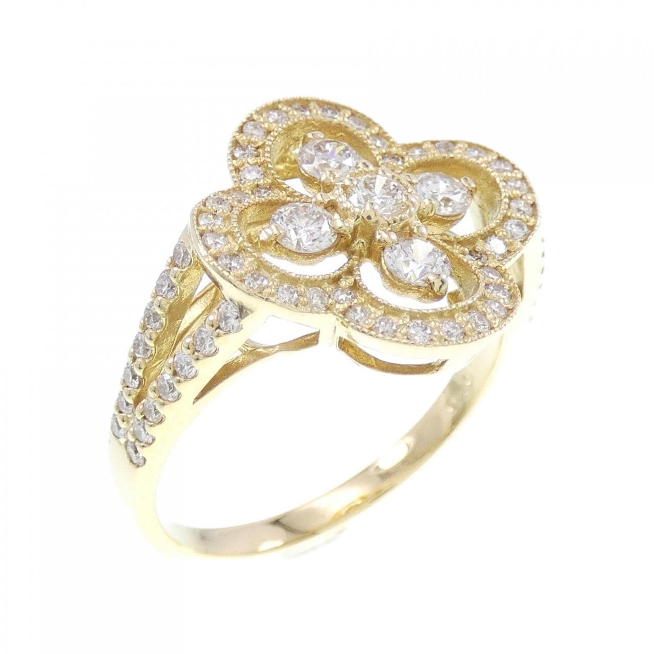 K18YG flower Diamond ring 0.70CT