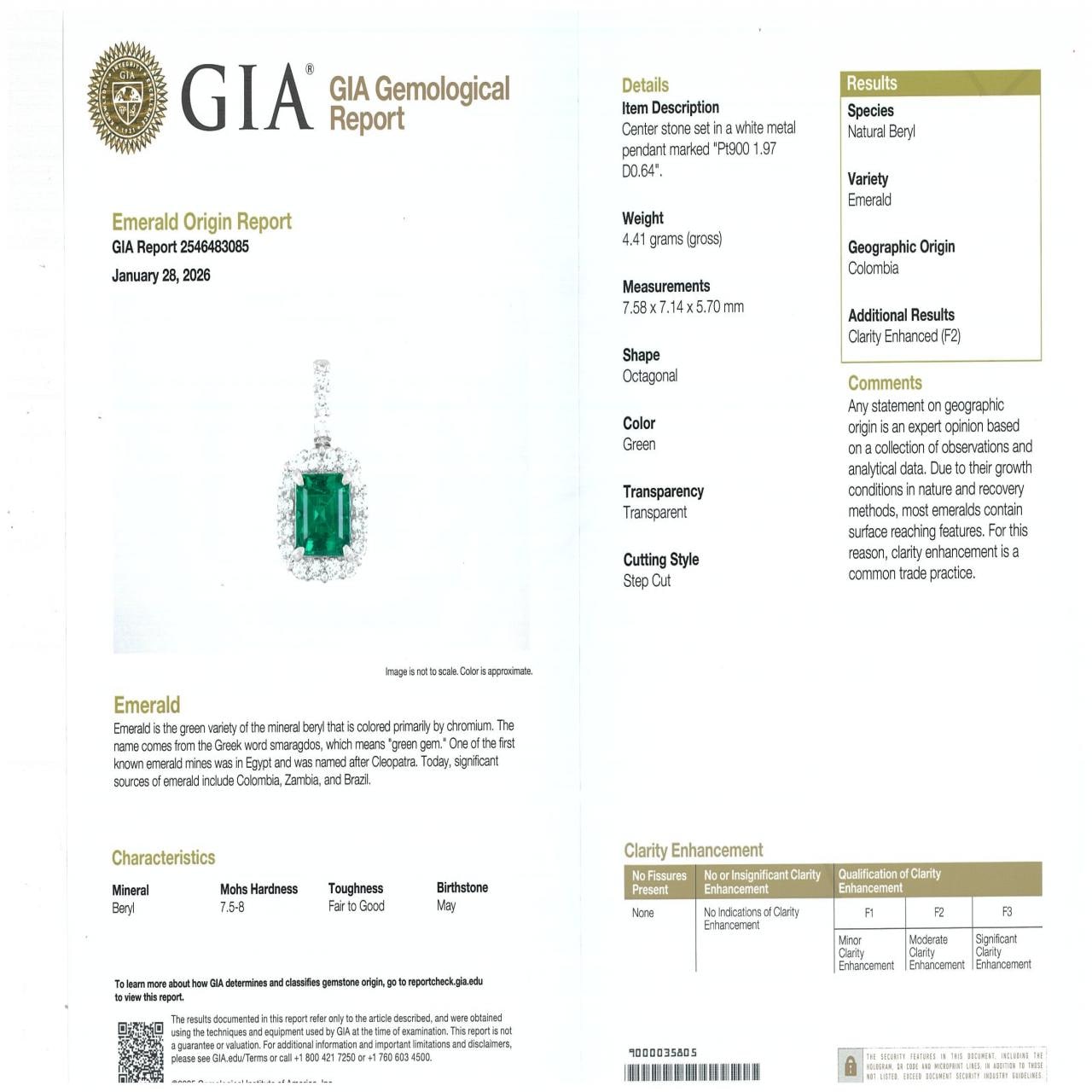 PR900/PT850 エメラルド ネックレス 1.97CT コロンビア産