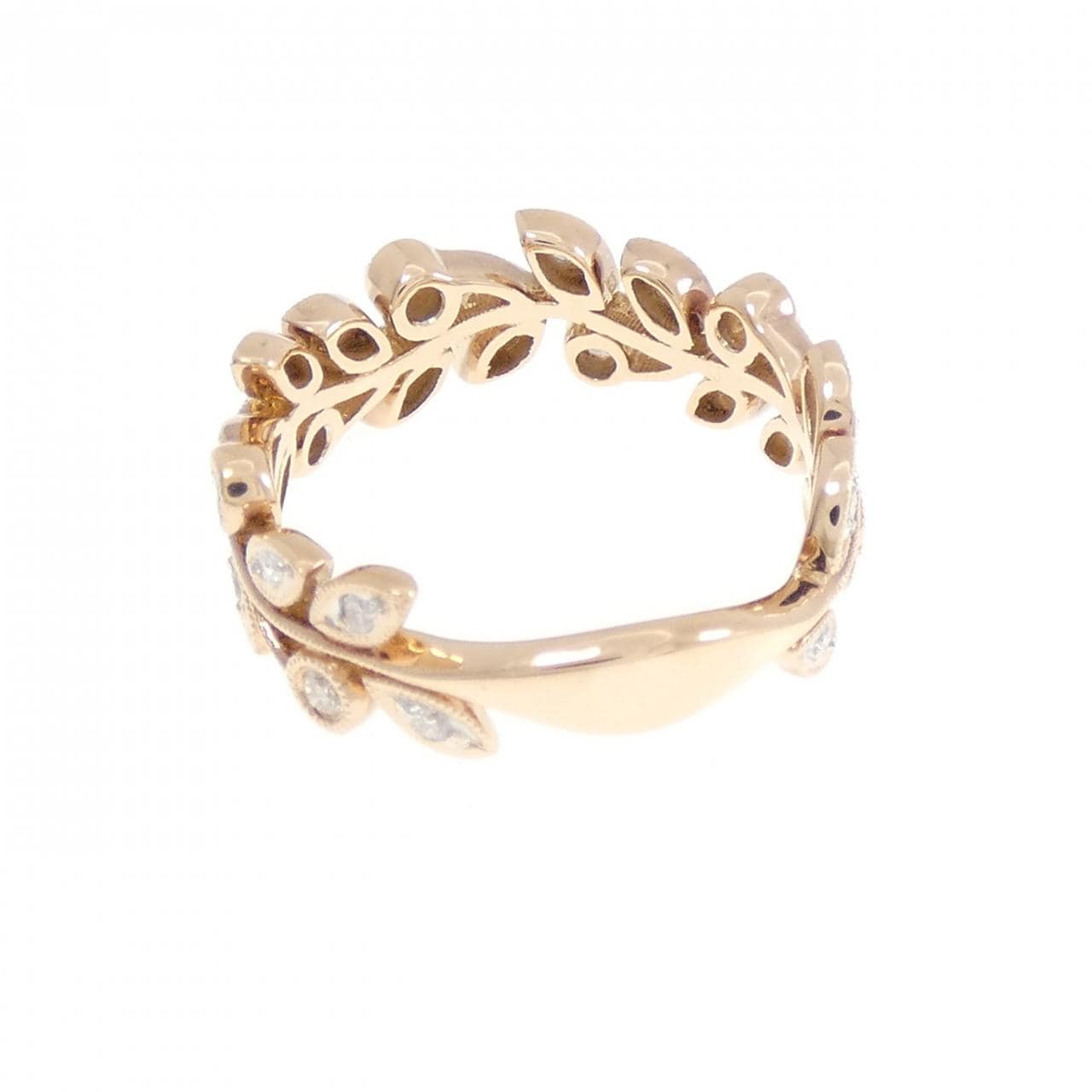 K18PG/K18WG リーフ ダイヤモンド リング 0.28CT