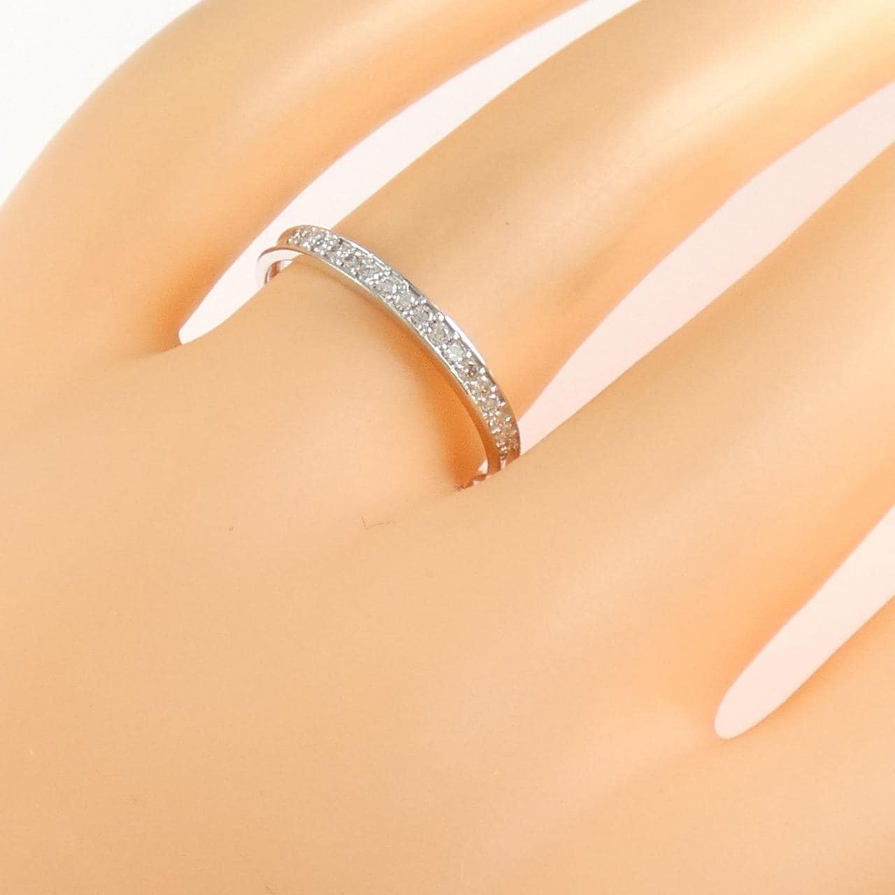 K18WG ハーフエタニティ ダイヤモンド リング 0.13CT