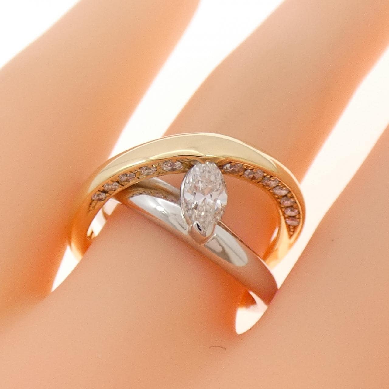 K18YG/PT900 ダイヤモンド リング 0.390CT