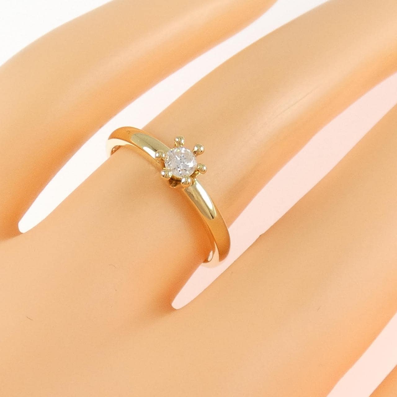 K18YG ソリティア ダイヤモンド リング 0.15CT
