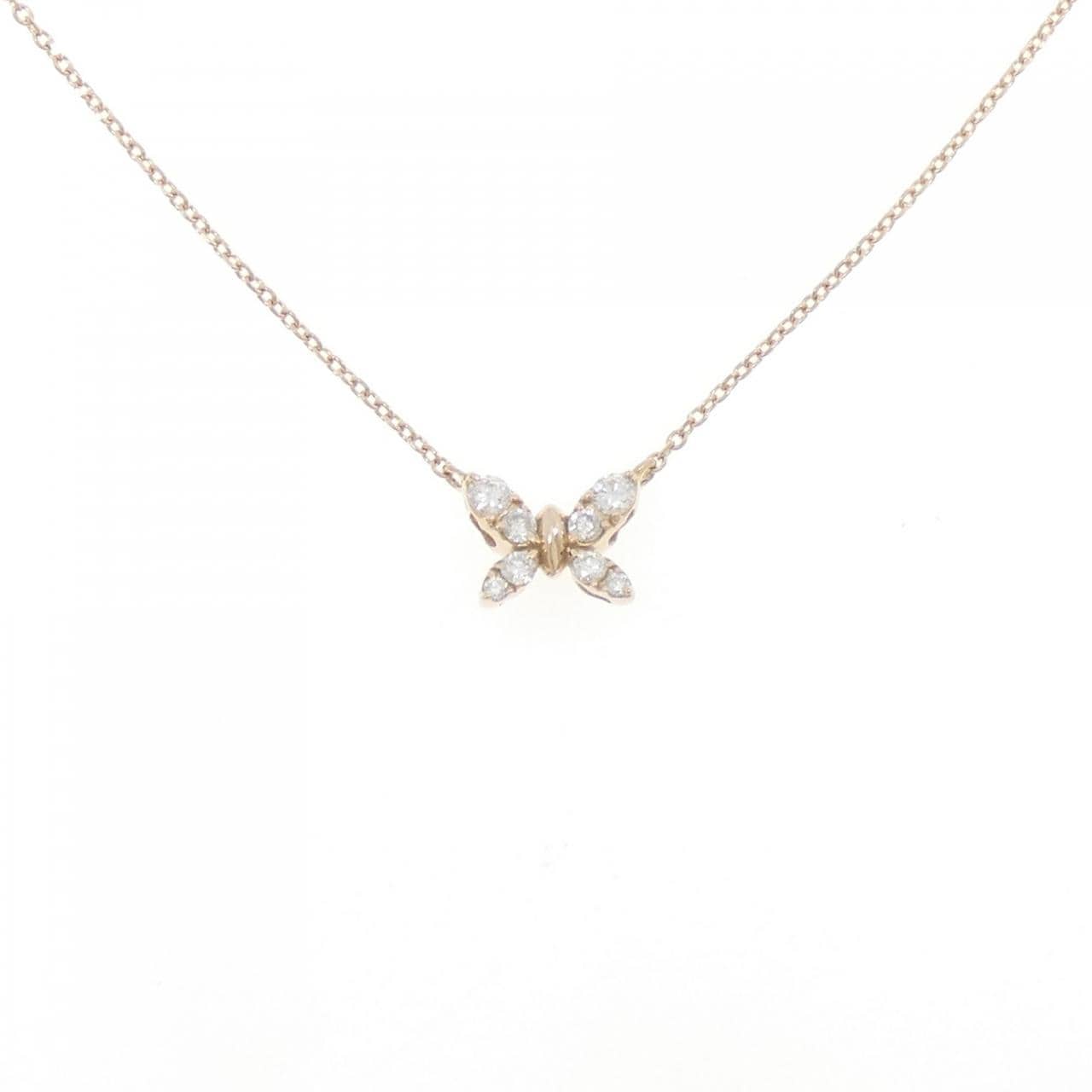 K18PG バタフライ ダイヤモンド ネックレス 0.20CT