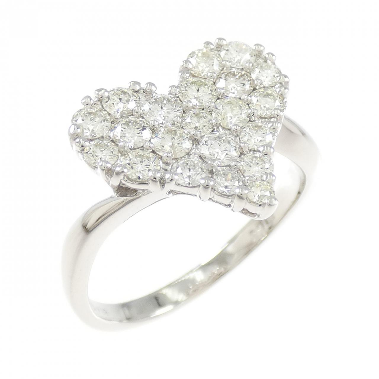 K18WG ハート パヴェ ダイヤモンド リング 1.00CT