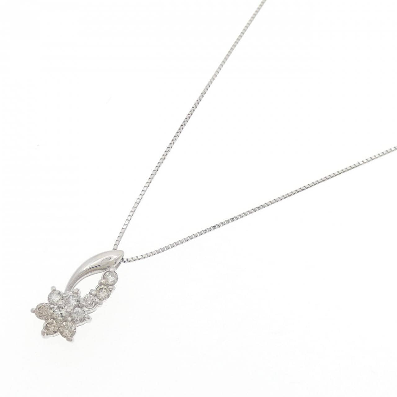 PT900/PT850 フラワー ダイヤモンド ネックレス 0.50CT