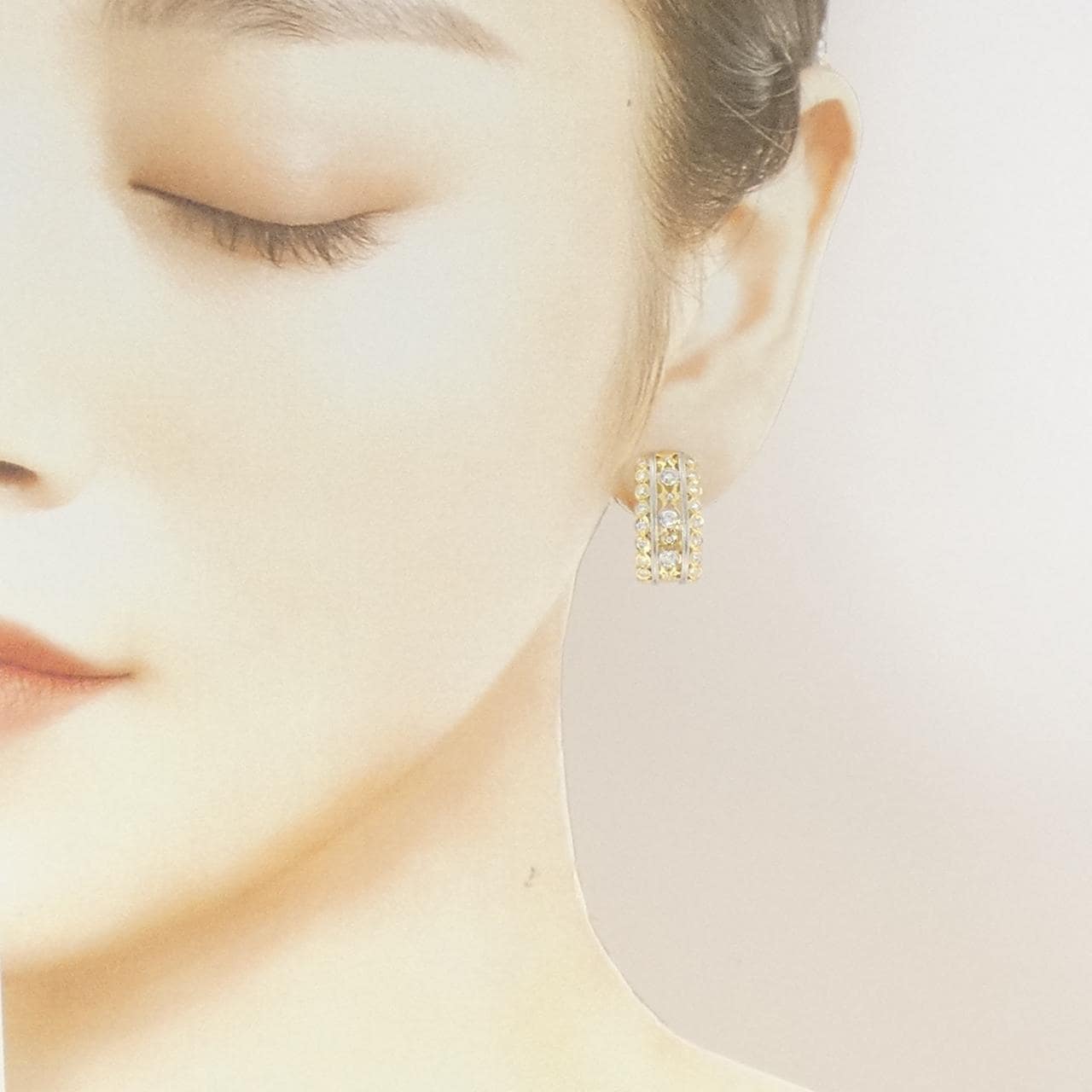 K18YG/PT900 ダイヤモンド ピアス 0.80CT