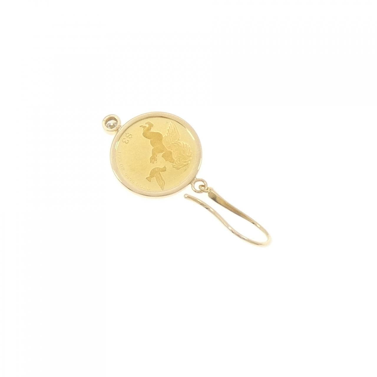 K18YG(枠) ダイヤモンド ピアス 0.05CT 片耳
