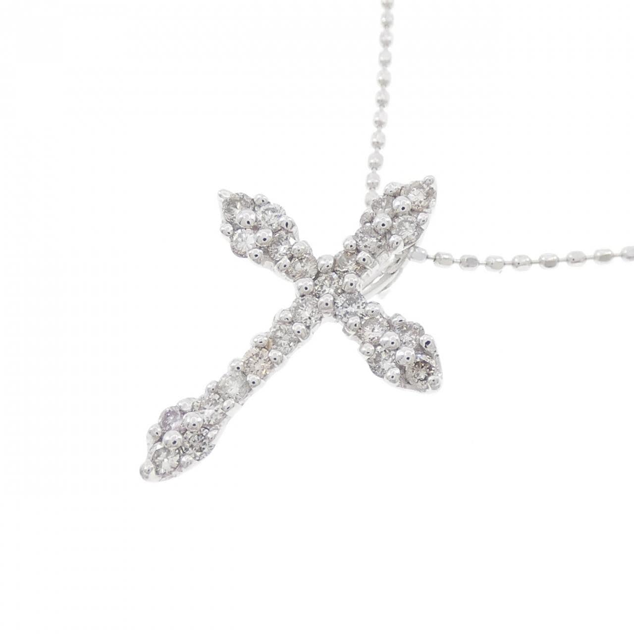 K18WG クロス ダイヤモンド ネックレス 0.30CT