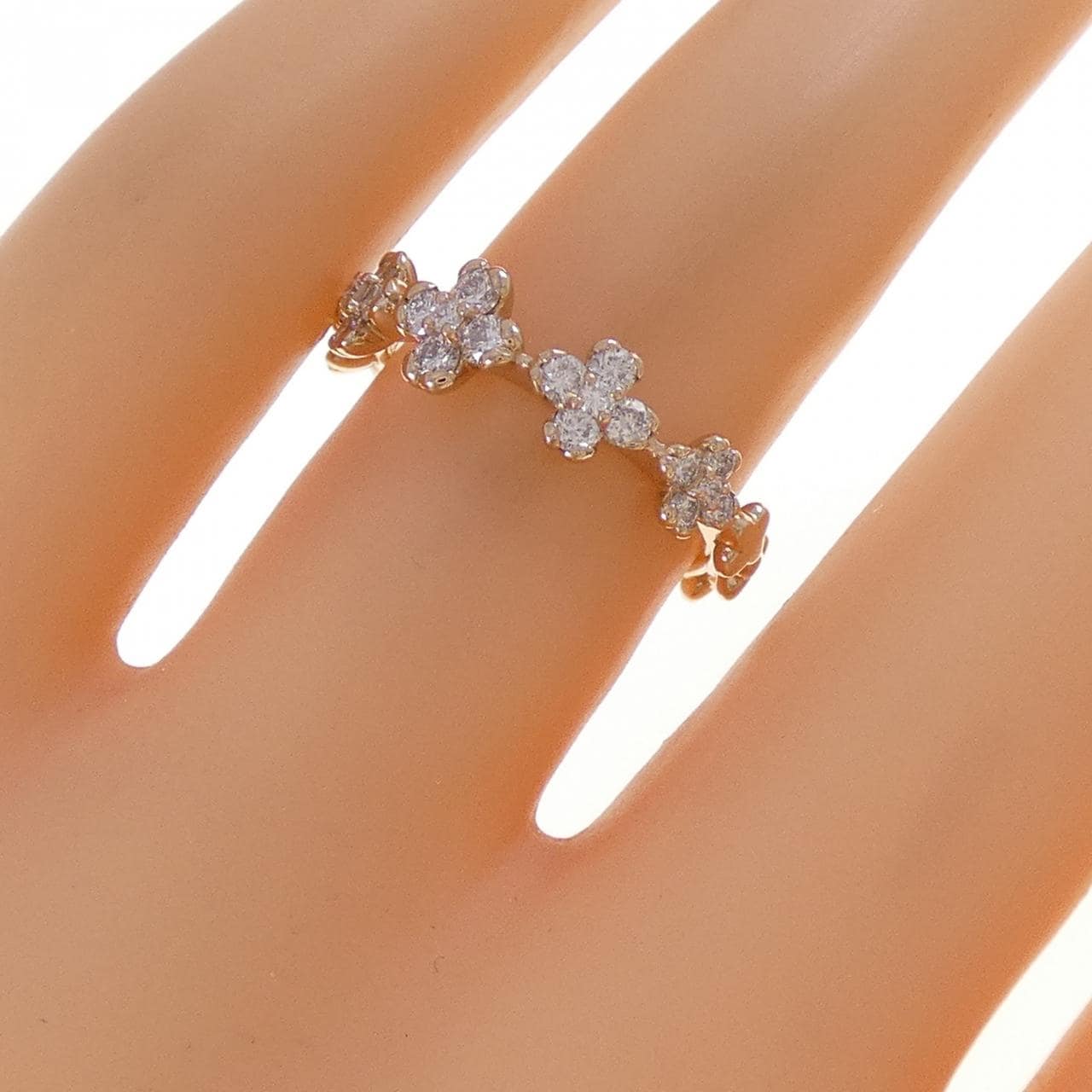 K18PG フラワー ダイヤモンド リング 0.48CT