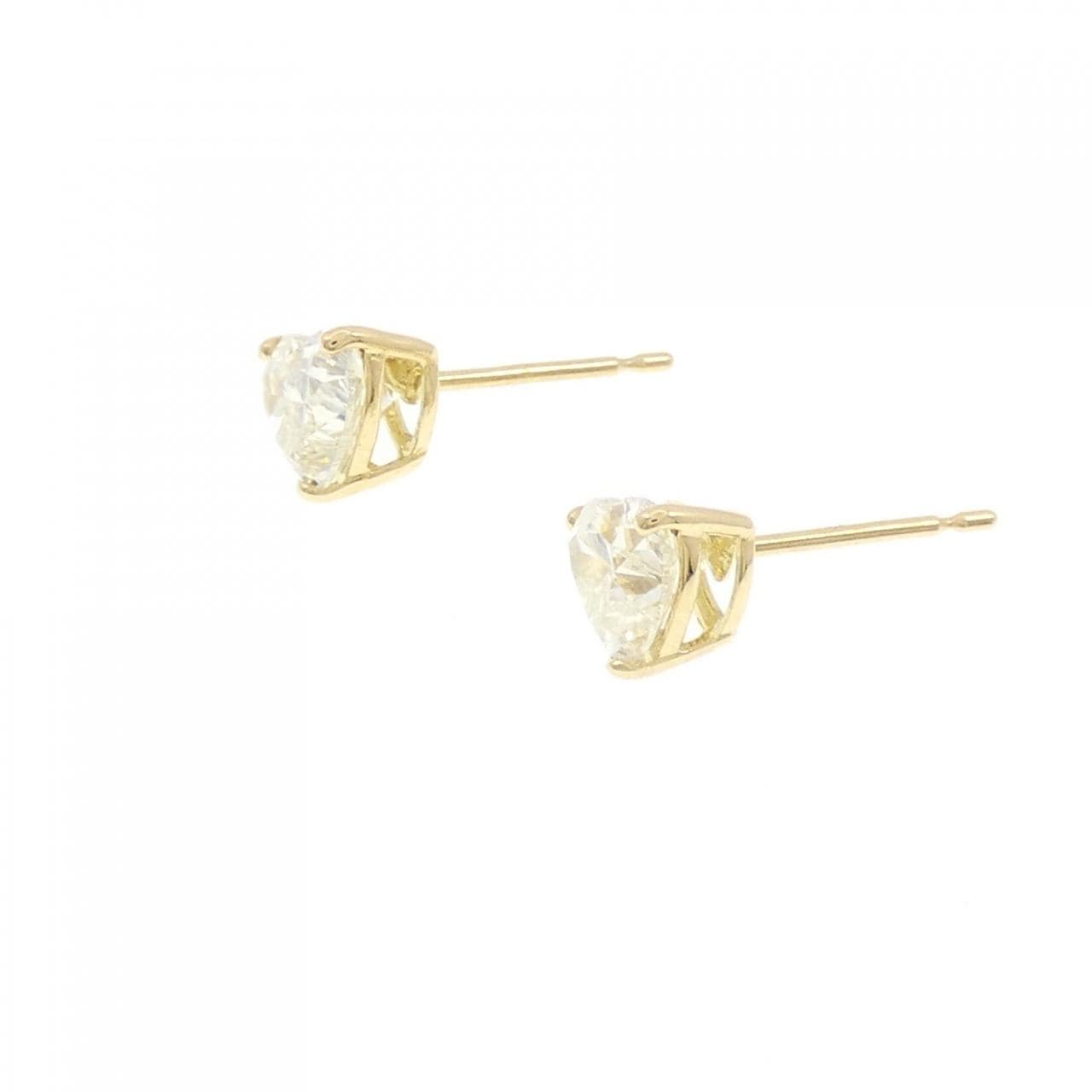 【リメイク】K18YG/ST ダイヤモンド ピアス 1.02CT 1.01CT M-VLY SI1 ハートシェイプ