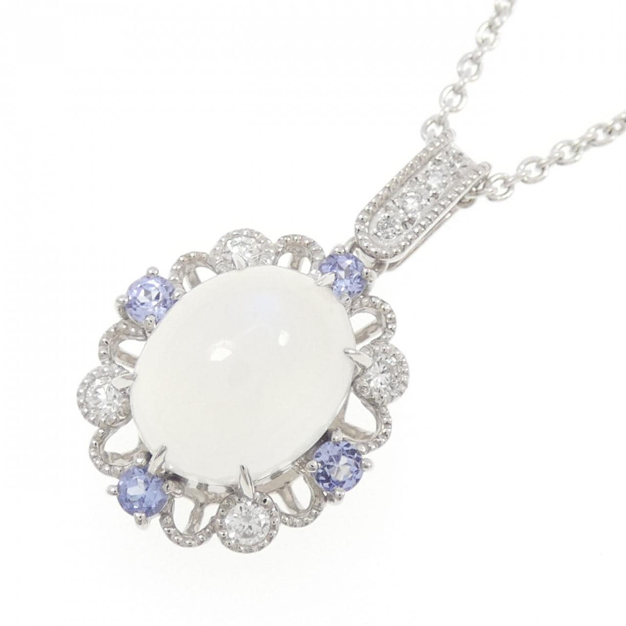 K18WG ムーンストーン ネックレス 4.13CT