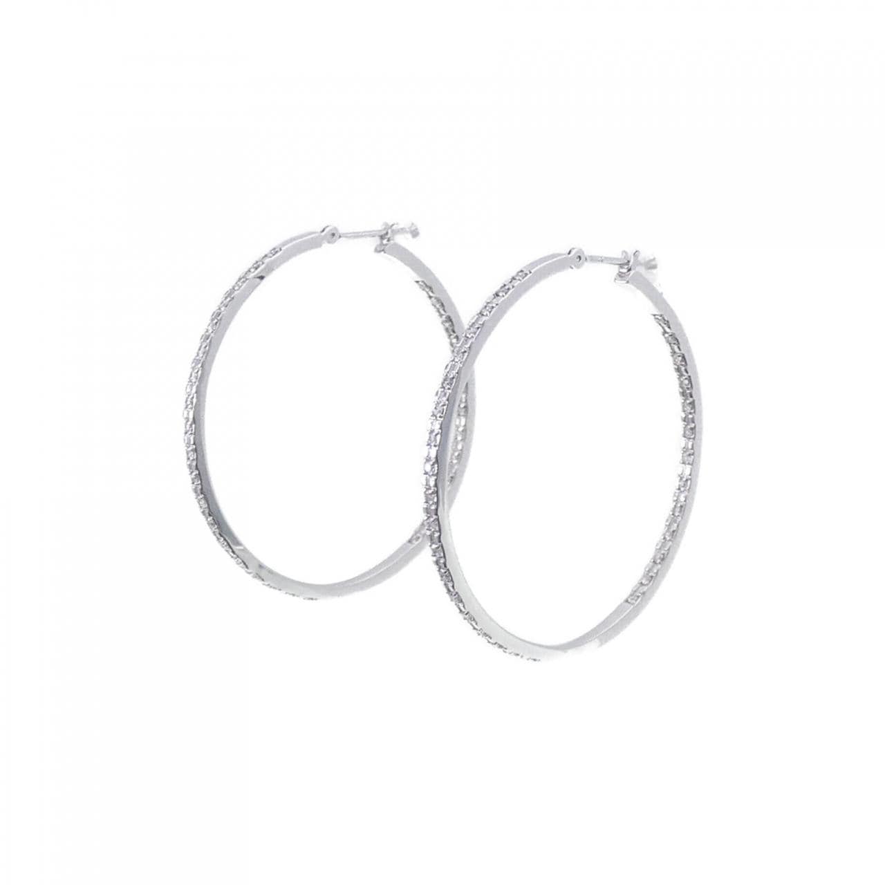 K18WG hoop Diamond earrings 0.38CT