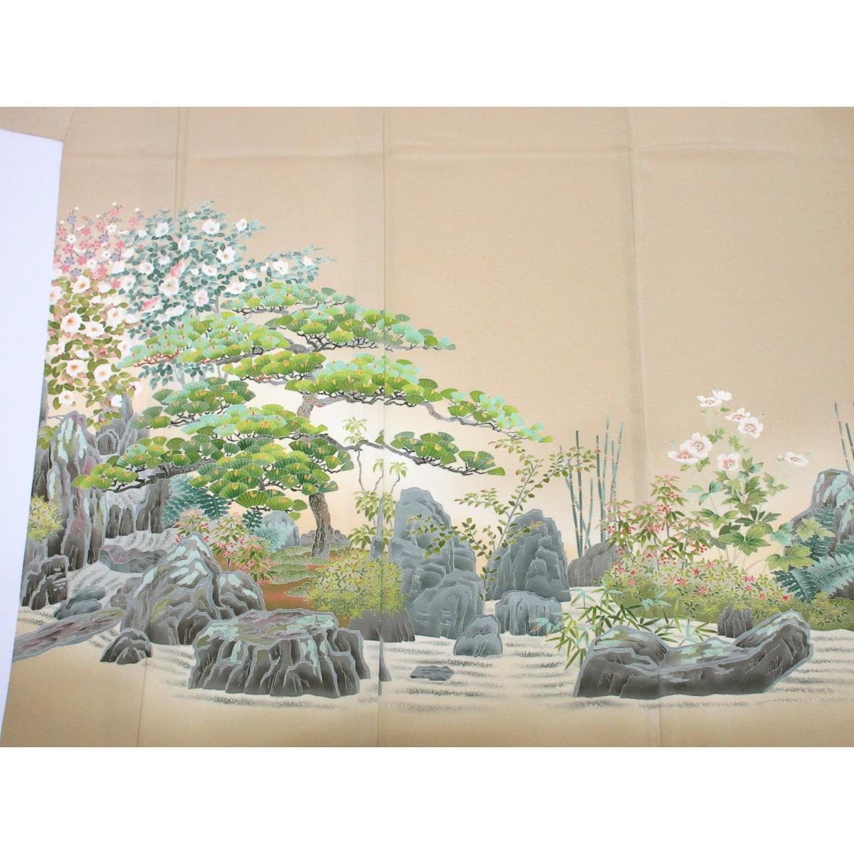 単衣　色留袖【本加賀友禅】大久保謙一　隅切角に左三ツ巴