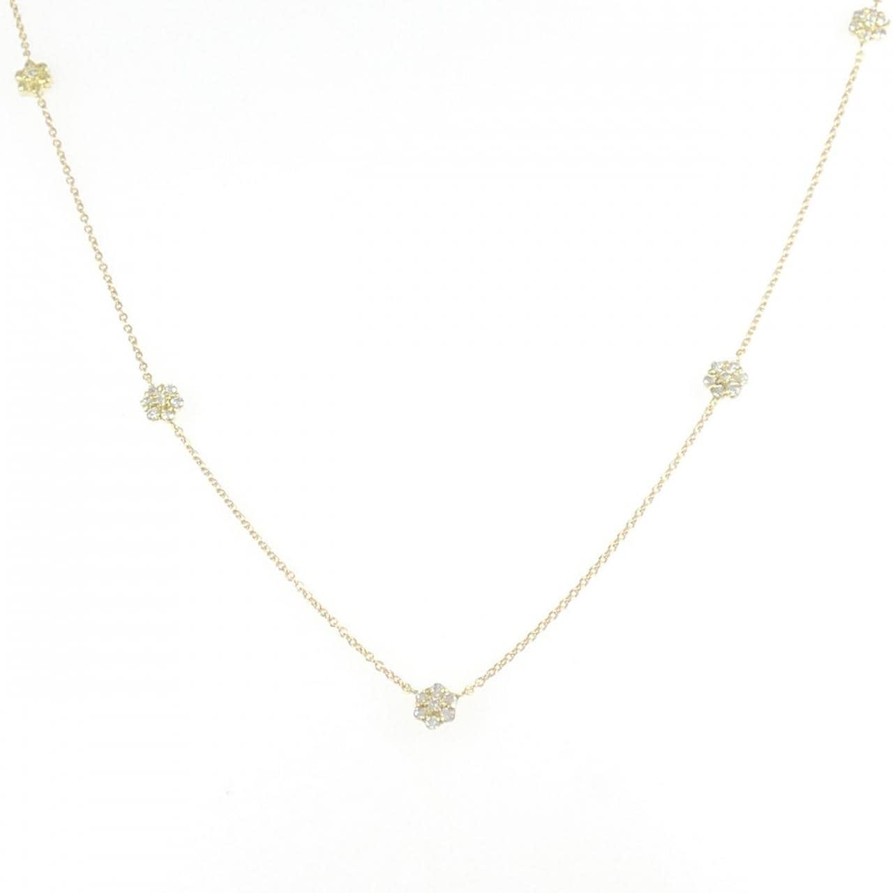 K18YG フラワー ダイヤモンド ネックレス 0.51CT