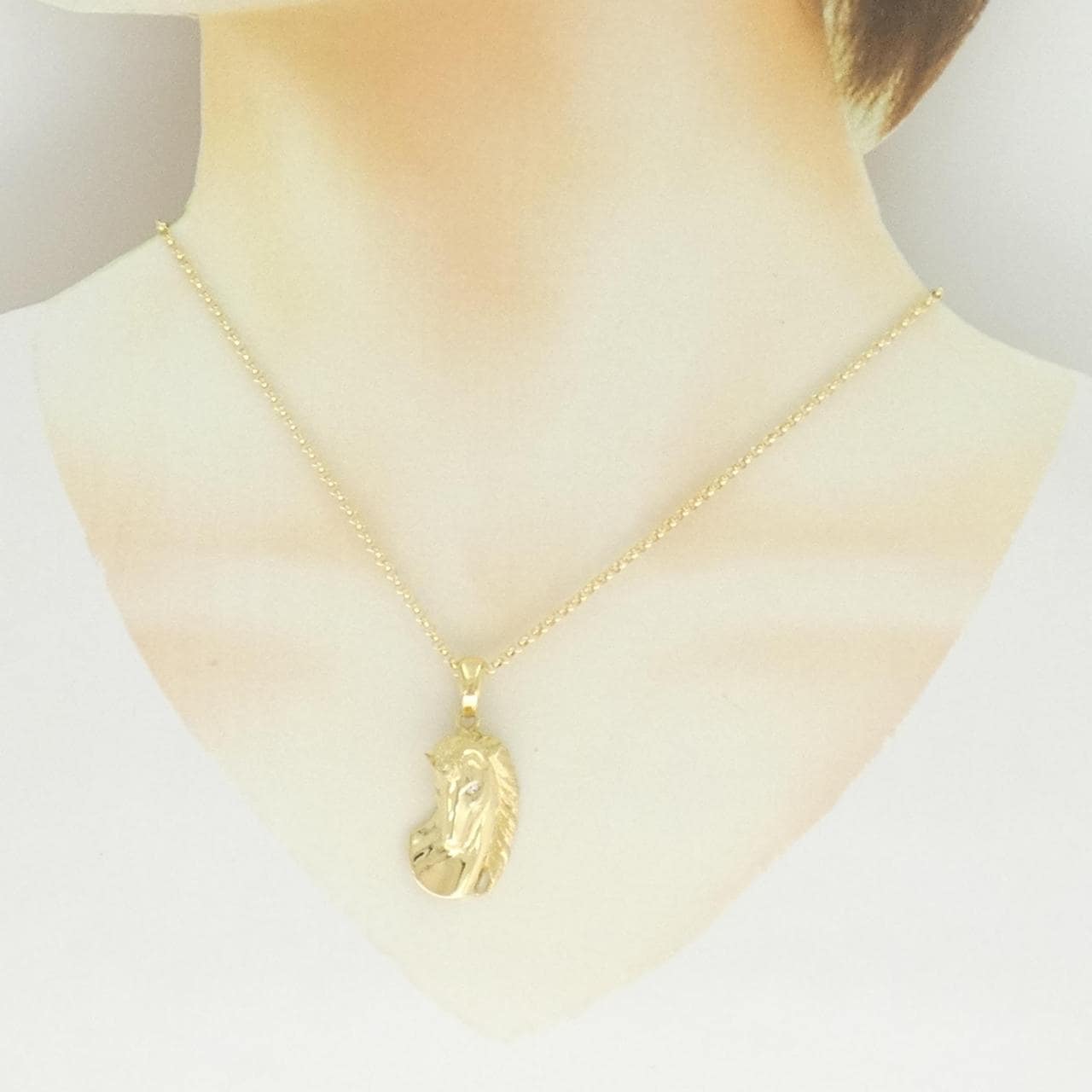 K18YG ホース ダイヤモンド ネックレス 0.08CT