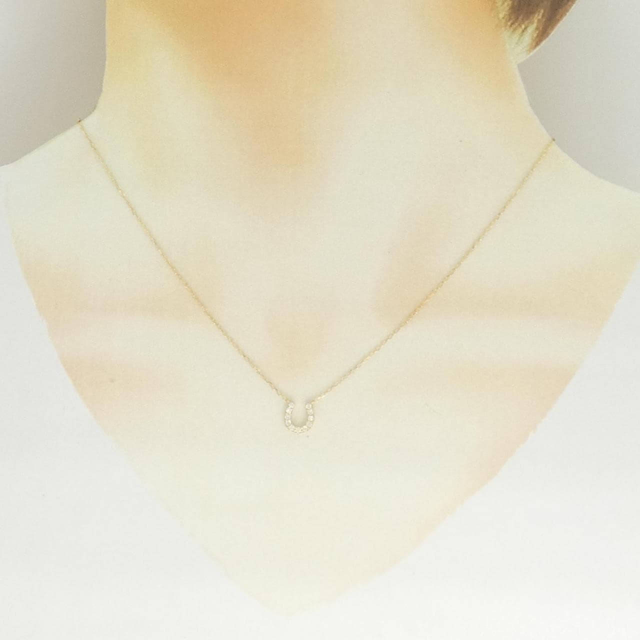 K18YG ホースシュー ダイヤモンド ネックレス 0.12CT
