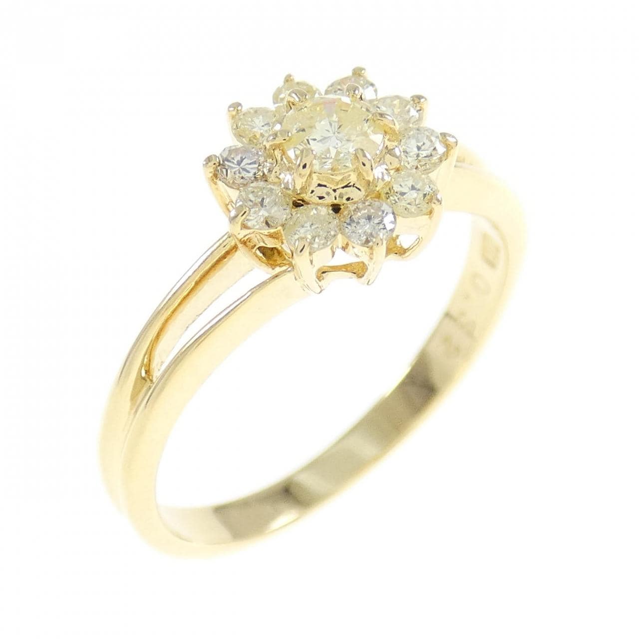 K18YG flower Diamond ring 0.32CT