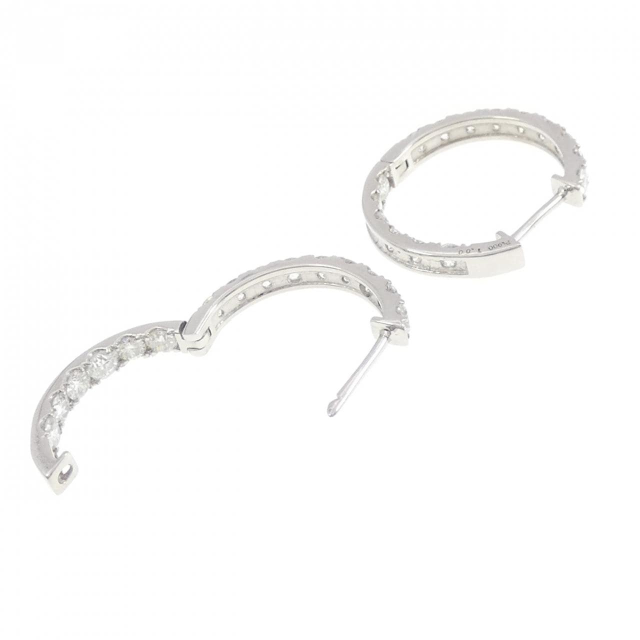 PT900 フープ ダイヤモンド ピアス 2.00CT