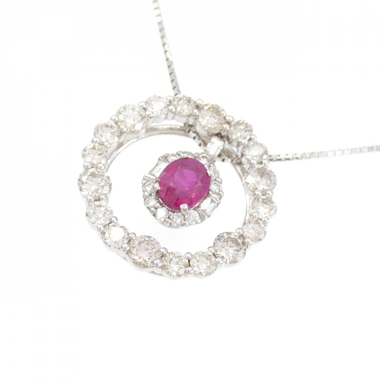 K18WG/PT Ruby Necklace 0.40CT