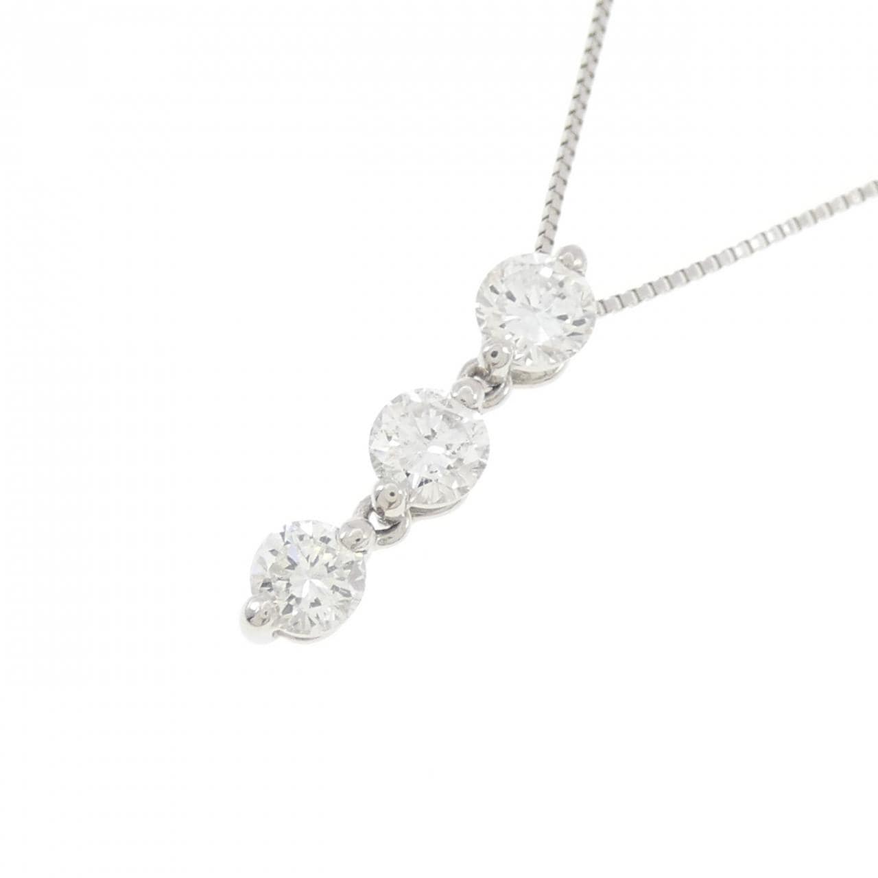 PT900/PT850 スリーストーン ダイヤモンド ネックレス 1.004CT