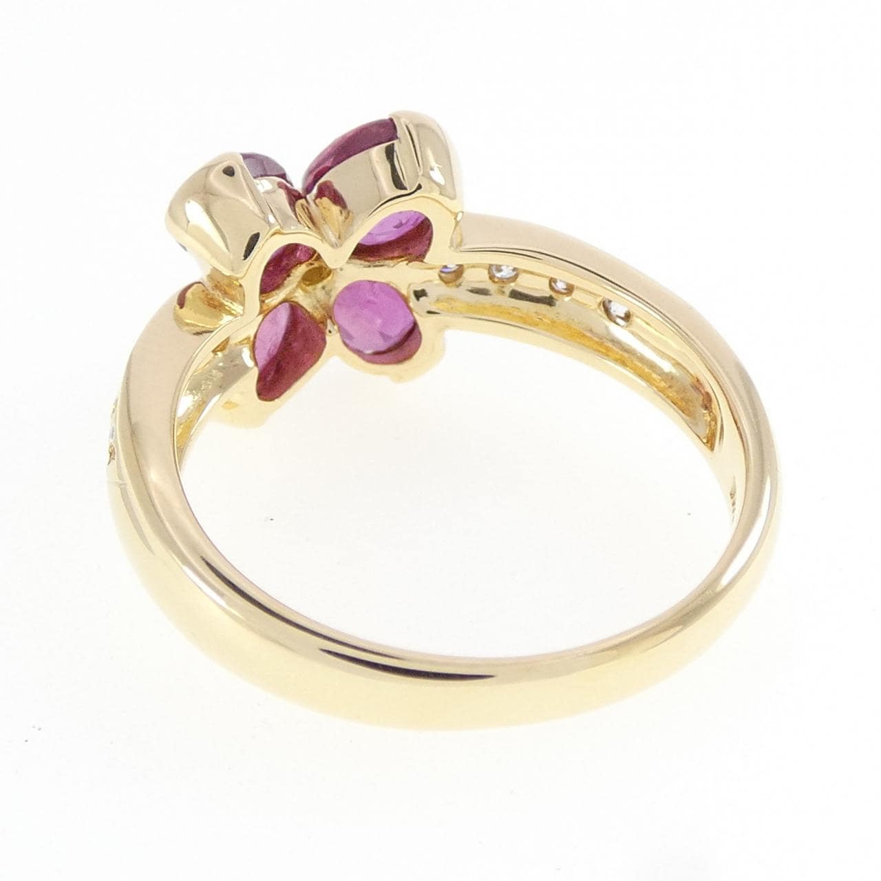 K18YG フラワー ルビー リング 1.59CT