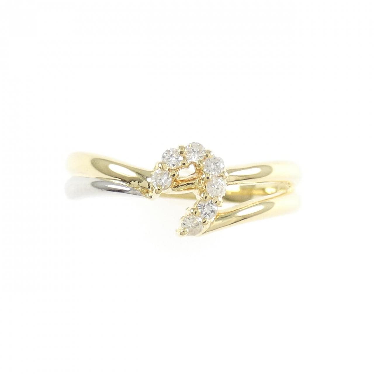 K18YG/PT900 ダイヤモンド リング 0.10CT
