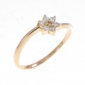 K18PG フラワー ダイヤモンド リング 0.11CT