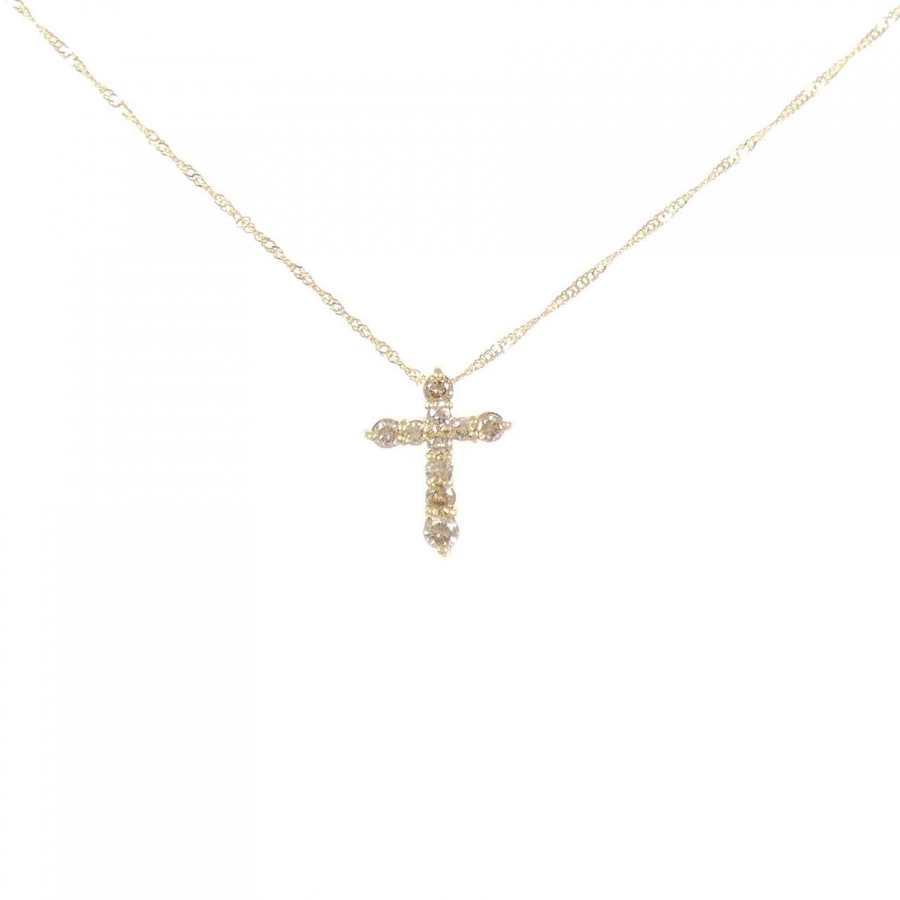 K18YG/750YG クロス ダイヤモンド ネックレス 0.30CT