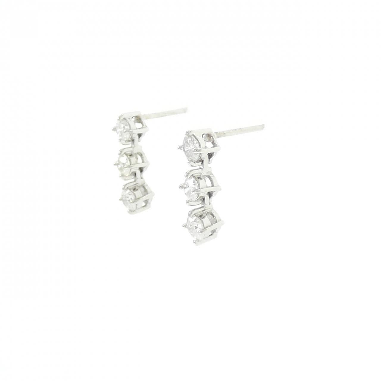 PT900 スリーストーン ダイヤモンド ピアス 0.50CT