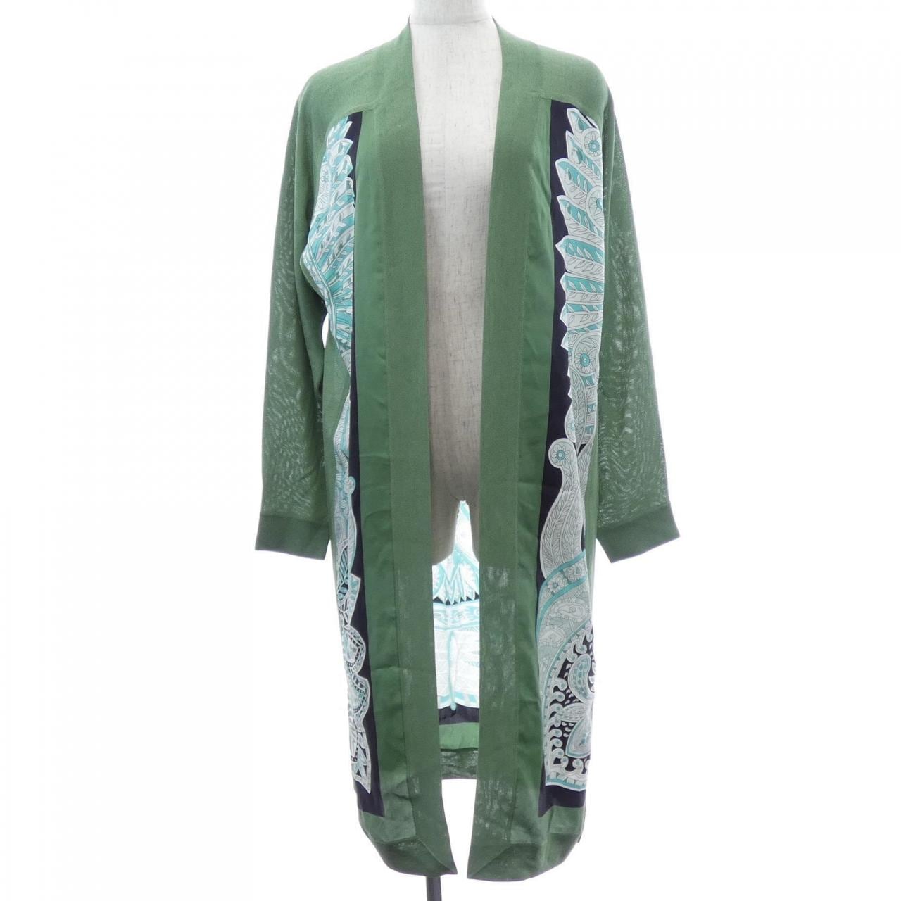 エルメス HERMES LE JARDIN LA MAHARANI *76-7757 ツイルレーヌ. ロングカーディガン